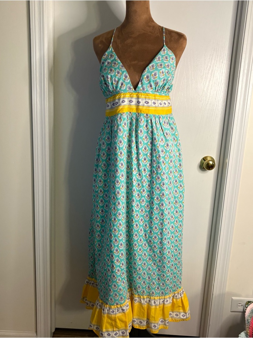 Re-imagined by J.Crew Babydoll Maxi SunDress with Ruffle Hem Organic Cotton Boho